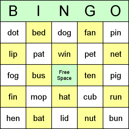 CVC Bingo Card
